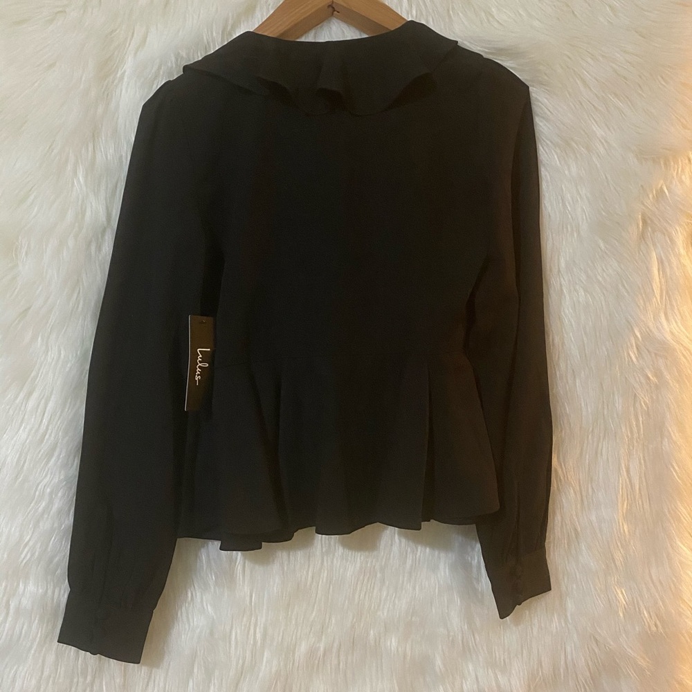 Lulus Black Ruffled Long Sleeve - Picture 2 of 2